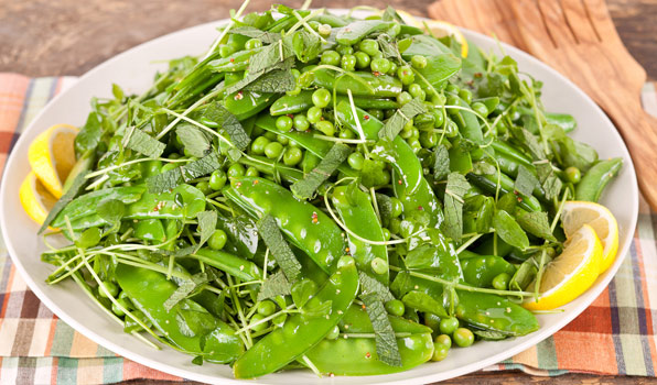 in the kitchen with stefano faita fresh four pea salad served on a plate