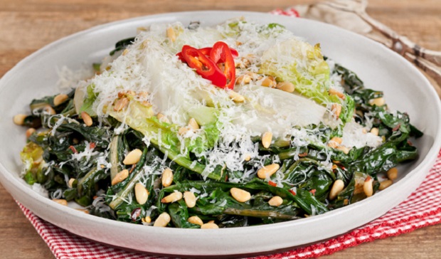 Sautéed Bitter Greens with Pine Nuts