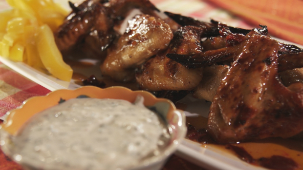 pati's mexican table chipotle agave chicken wings served with crema dipping sauce on the side