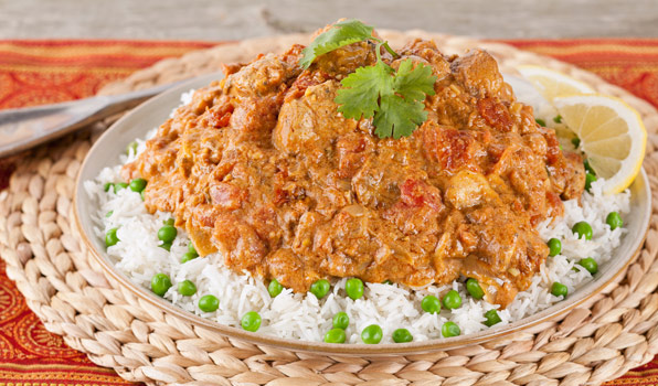 in the kitchen with stefano faita quick chicken curry served on a bed of basmati rice