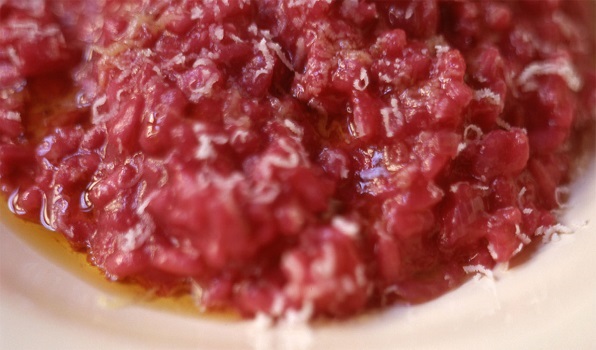 Beet Risotto with Truffle Oil