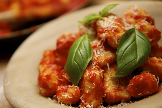 Amore Al Dente Gnocchi al Pomodoro, with tomato sauce, fresh basil and grated parmesan cheese