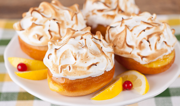 in the kitchen with stefano faita lemon meringue donuts on a plate with lemon slices