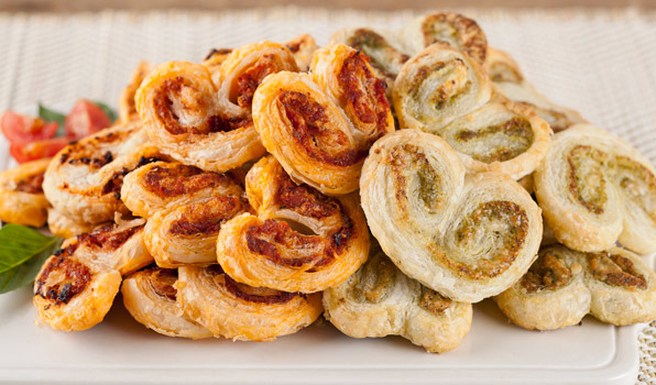 in the kitchen with stefano faita pesto palmiers both sundried pesto and basil pesto served on a dish