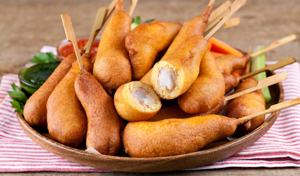 Jumbo shrimp corn dogs