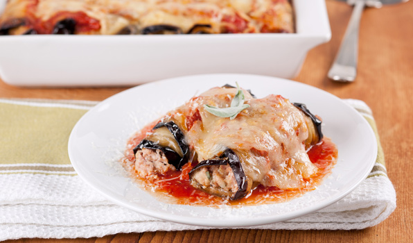 in the kitchen with stefano faita turkey and eggplant involtini served on a dish