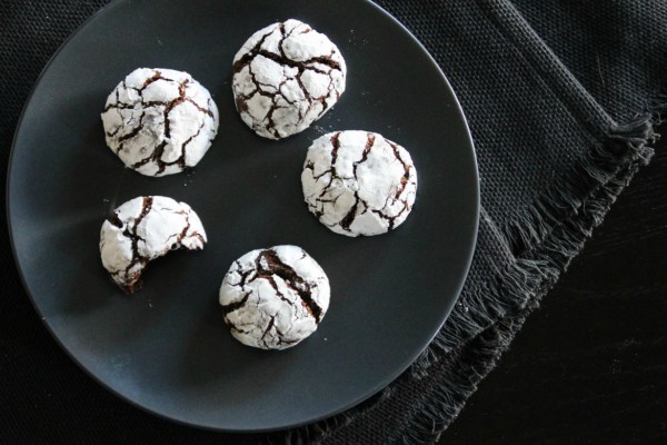 Chocolate Espresso Cookies On Black Plate