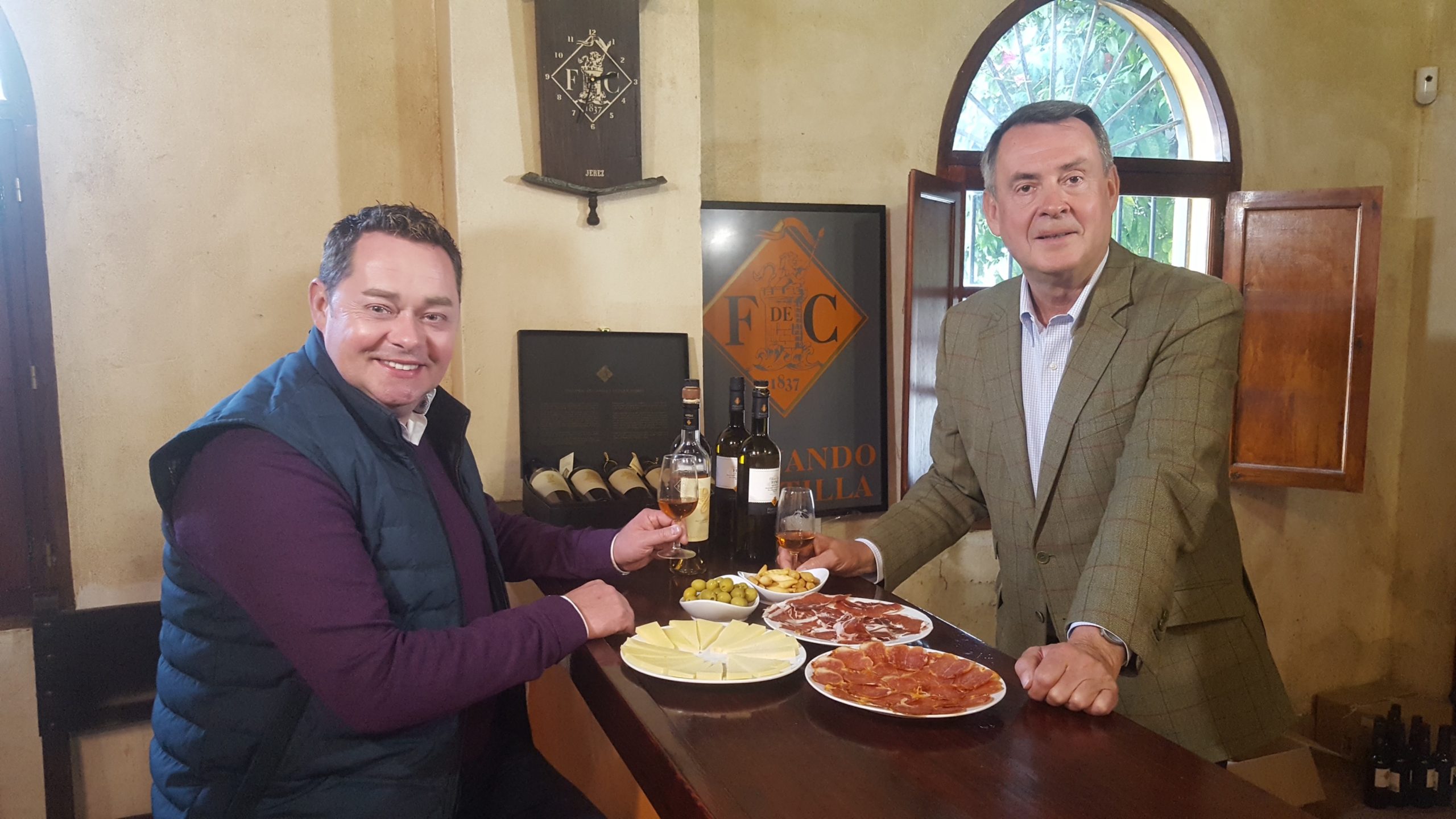 FINAL Nevens-Spanish-Food-Trails.-Neven-Maguire-in-Cadiz-with-Jan-Pettersen-in-the-Bodegas-Rey-Fernando-De-Castilla