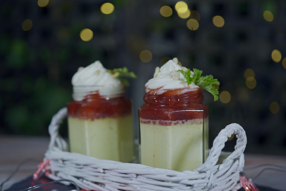 Catherine Fulvio's White Chocolate & Strawberry Custard Cream Pots