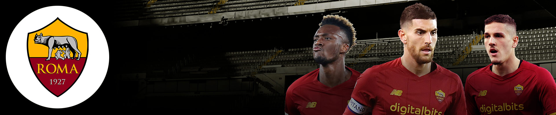 2021-22 Serie A: Roma Banner x Tammy Abraham, Lorenzo Pellegrini, Nicolò Zaniolo 2021-22 Serie A: Roma Banner x Tammy Abraham, Lorenzo Pellegrini, Nicolò Zaniolo