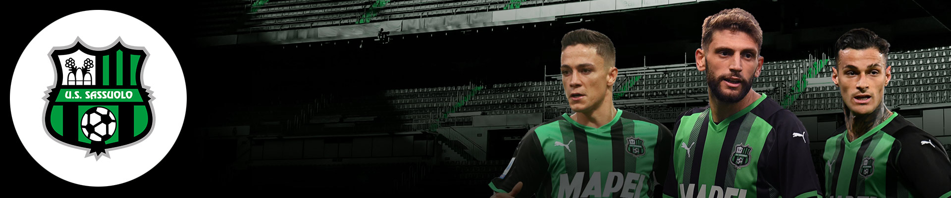 2021-22 Serie A: Sassuolo Banner x Giacomo Raspadori, Domenico Berardi, Gianluca Scamacca 2021-22 Serie A: Sassuolo Banner x Giacomo Raspadori, Domenico Berardi, Gianluca Scamacca
