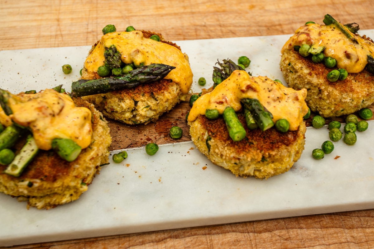Crab Cakes With Tomato Aioli by Rob Rossi and Craig Harding on Open Fire