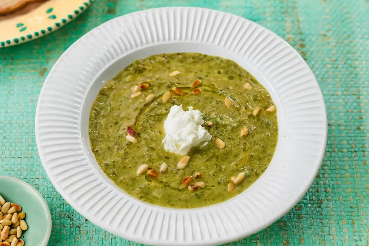 Roasted Leek, Celery & Spinach Soup