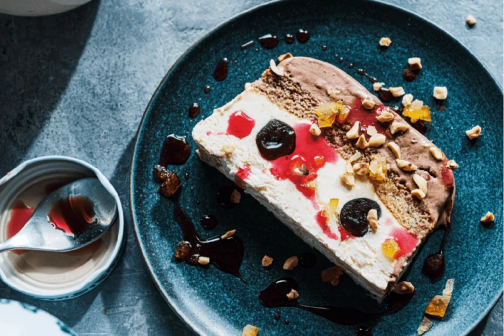 Spumoni Semifreddo with Hazelnut Ice Cream & Cake